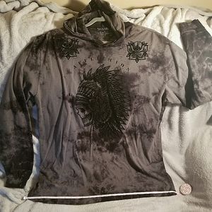 Mens Affliction long sleeve hooded Tshirt